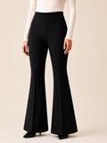 Women's High Waist Bell Bottom Pants | Stretchable Flared Trousers | Korean Style Bootcut Office Wear Black Pants