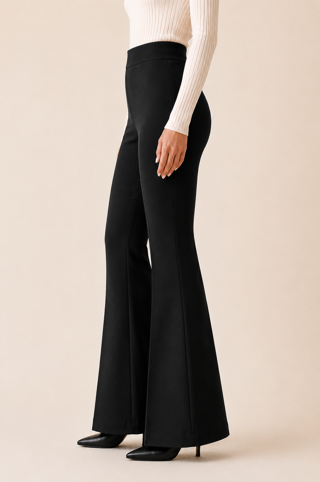 Women's High Waist Bell Bottom Pants | Stretchable Flared Trousers | Korean Style Bootcut Office Wear Black Pants