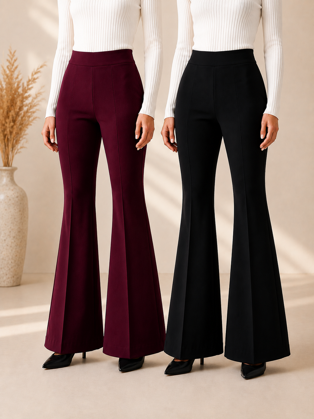 Premium Office Wear | Soft Stretch Fabric | High Waist Fit | Pack of 2