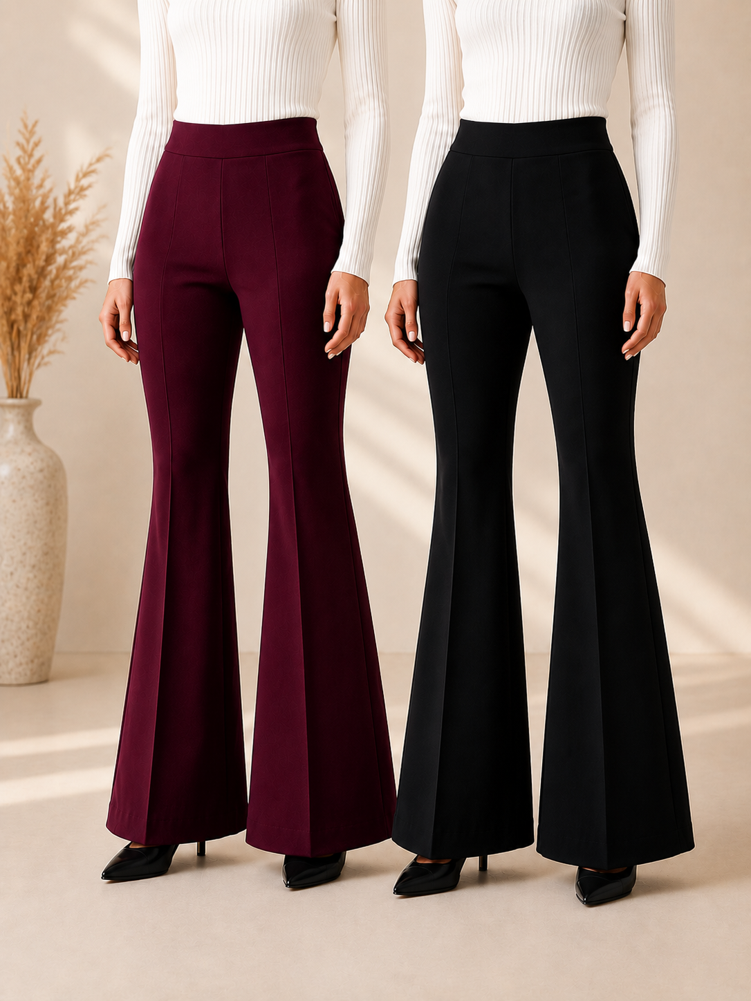 Premium Office Wear | Soft Stretch Fabric | High Waist Fit | Pack of 2