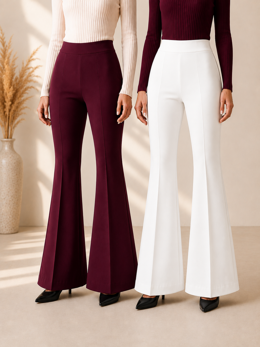 Premium Office Wear | Soft Stretch Fabric | High Waist Fit | Pack of 2